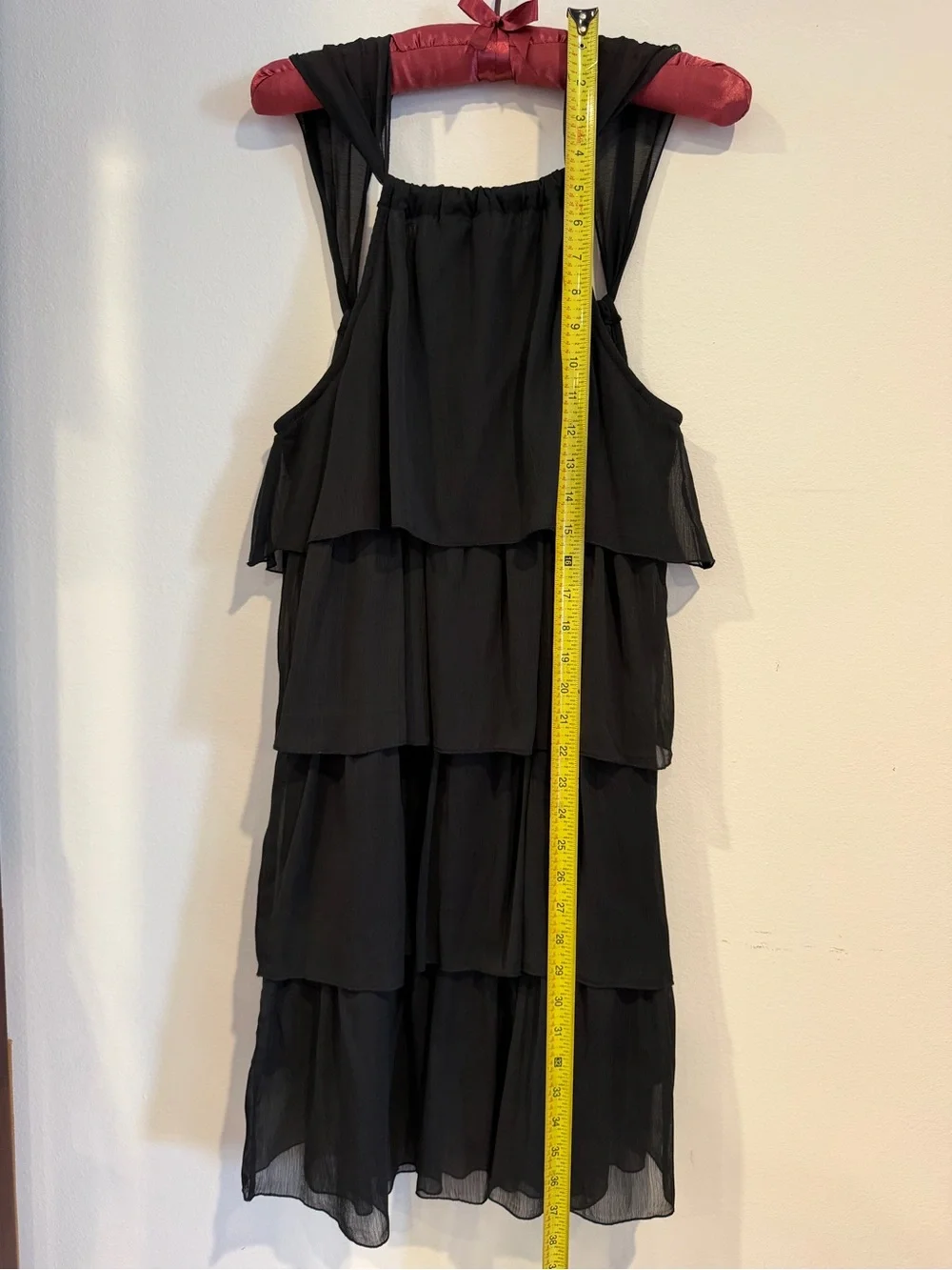 Black Tiered Chiffon Sleeveless Dress - Picture 6 of 7